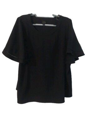 Worthington Womens Shirt Size 3X Black Short Sleeve NWT
